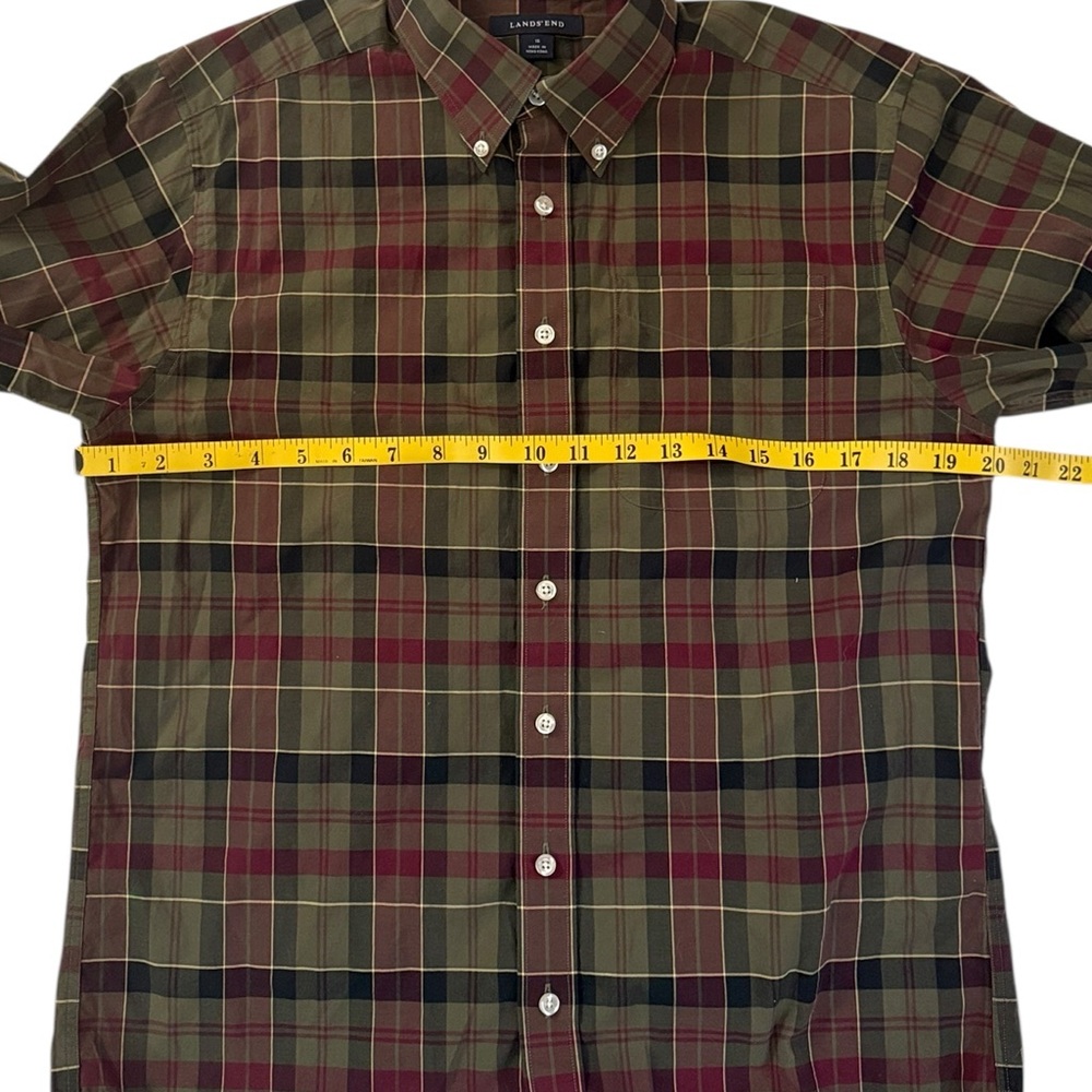 Vintage Lands’ End Plaid Button Down Shirt Boys 16 Mens Small Fit Preppy Cotton - Picture 11 of 14